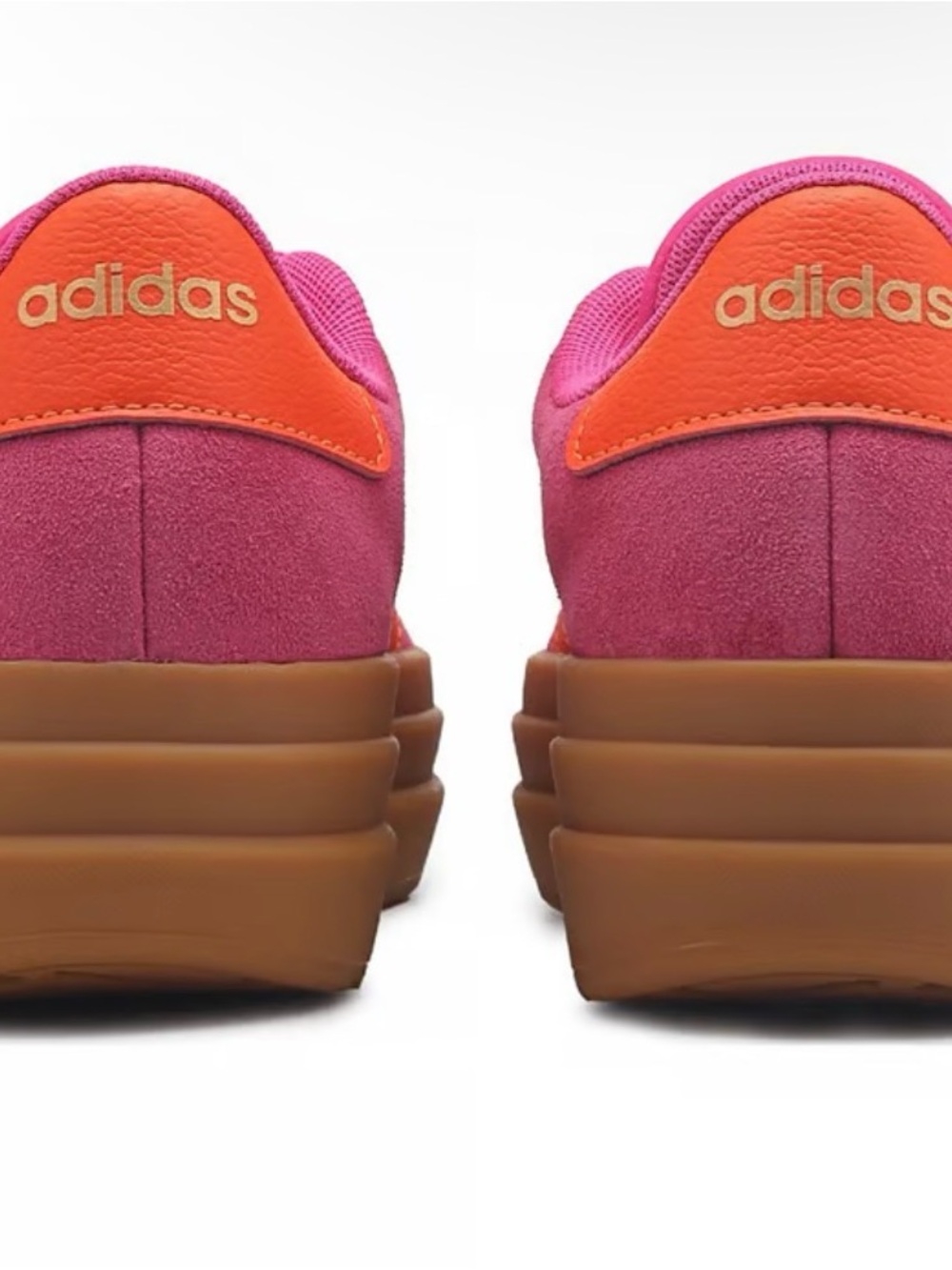 adidas Women’s VL Court Bold Platform Suede Sneaker - Pink/Orange with Gum Sole - Picture 5 of 5